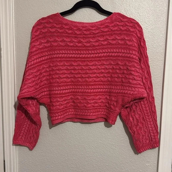 Anthropologie Pilcro Dolman Sleeve Scoop Neck Cable Knit Cropped Sweater - Picture 5 of 5